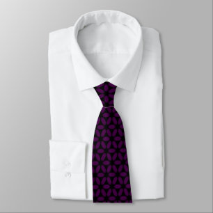 Gravata Impressão floral profundo de roxo real com preto