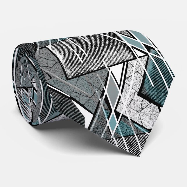 Gravata Impressão geométrico de cinza (Rolled)