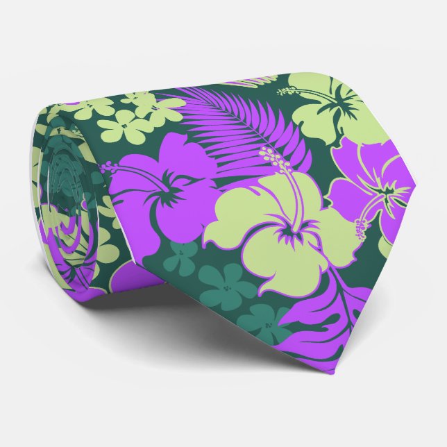 Gravata Impressão havaiano da camisa do hibiscus da baía (Rolled)