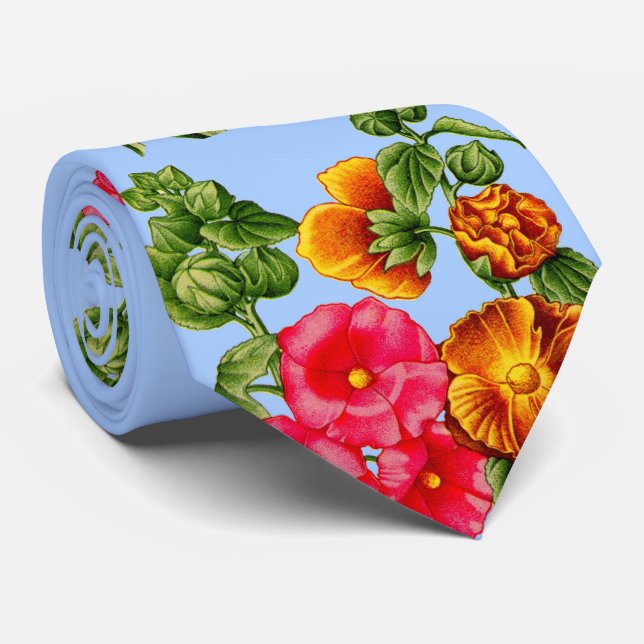 Gravata impressão hollyhocks (Rolled)