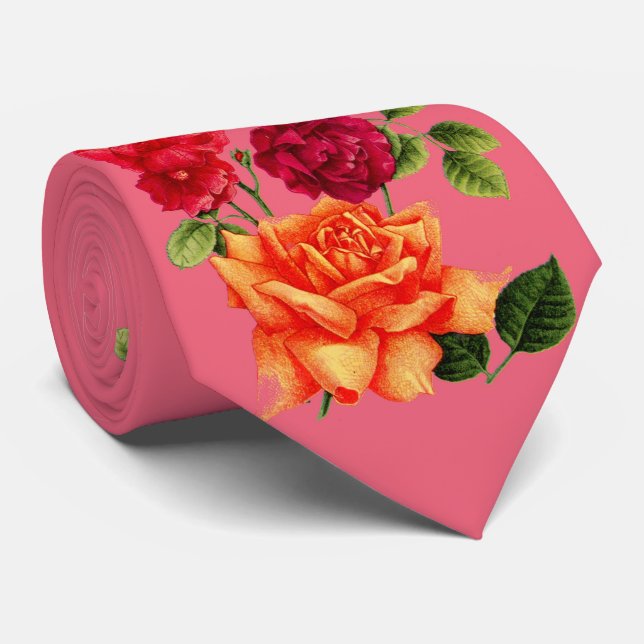 Gravata impressão rosa (Rolled)
