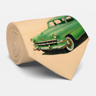 Gravata impressão verde Chevy dos anos 50
