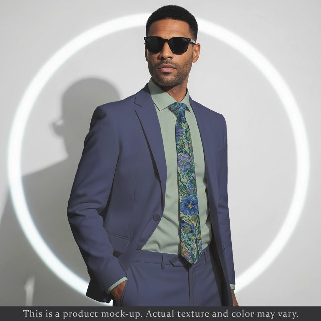 Gravata Impressionist Blue Floral Necktie (Criador carregado)