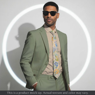 Gravata Impressionist Pastel Floral Necktie