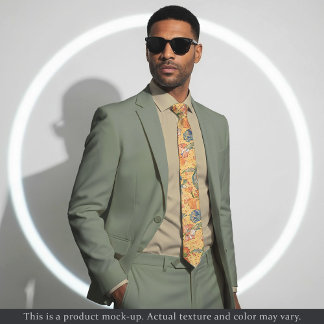 Gravata Impressionist Yellow Floral Necktie