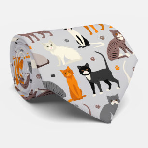Gravata Impressões de gatos e pata