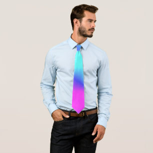 Gravata Incrível Azul Água Rosa Roxo Cores Ricas e Ousadas