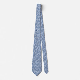 Gravata Indigo Blue Étnic Floral Impressão Unisex Necktie