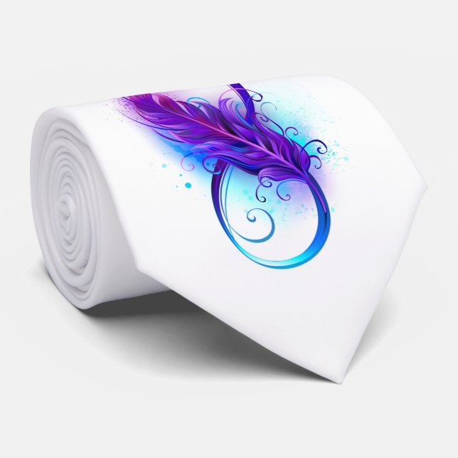 Gravata Infinidade com pena roxa (Rolled)