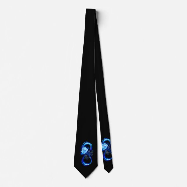 Gravata Infinito brilhante com rosa azul (Frente)
