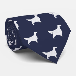 Gravata Inglês Silhouettes Padrão Azul e Branco