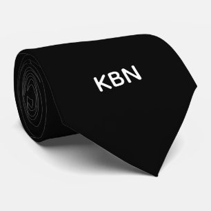 Gravata Iniciais de Monograma Branco Negro Casamento Forma