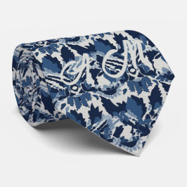 Gravata Iniciais De Monograma Do Padrão Ikat Retro Branco 