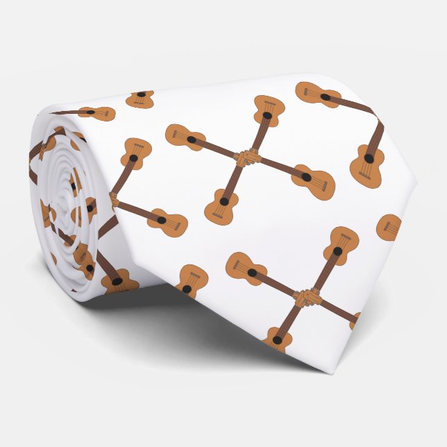 Gravata Instrumento Musical Ukulele (branco) (Rolled)