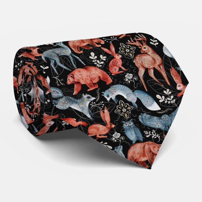 Gravata  Intricate woodland animals pattern (Rolled)