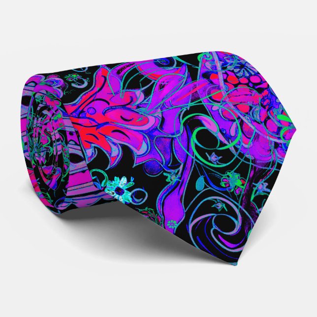 Gravata Intrincado Paisley Azul Roxo (Rolled)