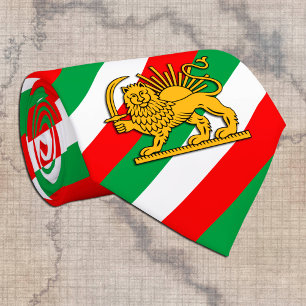 Gravata Irã, bandeira persa com leão, xá do Irã