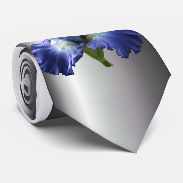 Gravata Íris Azul Profundo e Branco (Rolled)