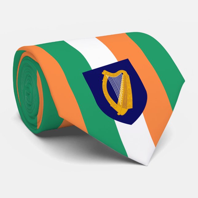 Gravata Irish Flag & Casaco of Arms, República da Irlanda (Rolled)