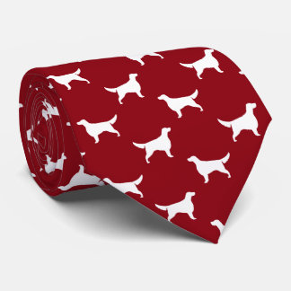 Gravata Irish Setter Silhouettes Padrão Vermelho e Branco