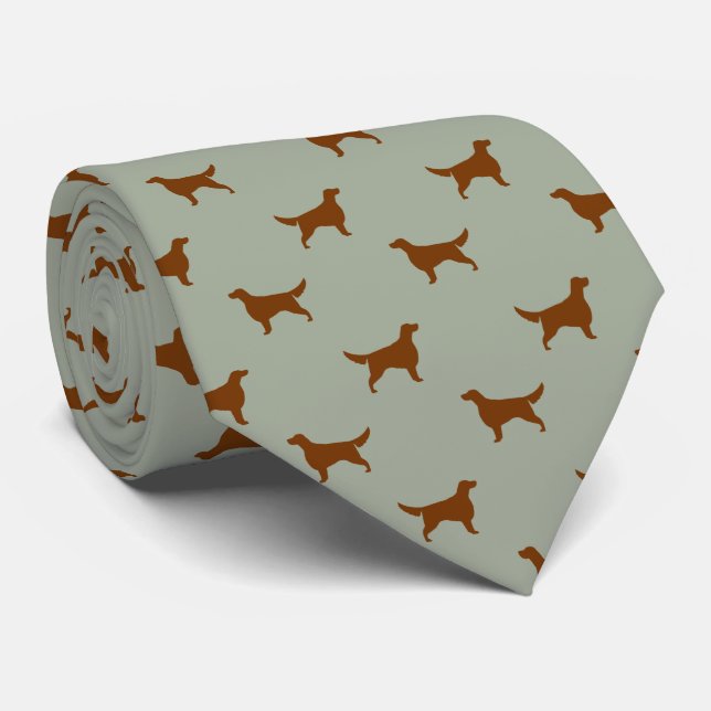 Gravata Irish Setter Silhouettes Pattern Dog Lover's Tie (Rolled)