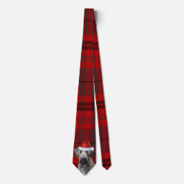 Gravata Irish Wolfhound Cachorro Xadrez Vermelho Natal