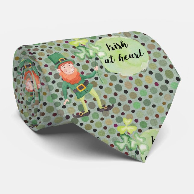 Gravata Irlandês no Heart Leprachaun Rua.Patrick's DayTie (Rolled)