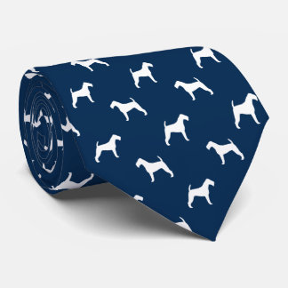 Gravata Irlandês Terrier Silhouettes Padrão Azul e Branco