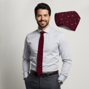 Gravata Ivory Micro Floral Burgundy Escuro
