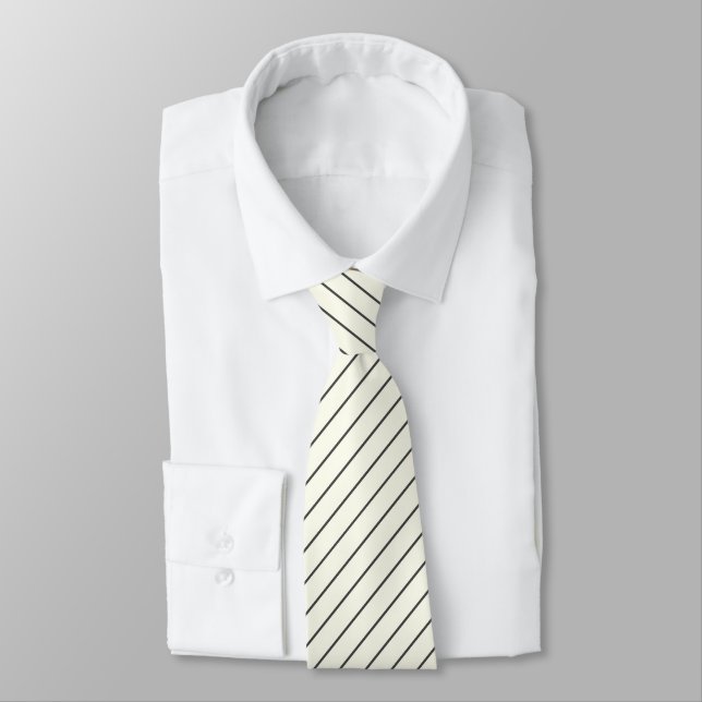 Gravata Ivory White com Cinzas de carvão Pinstripes (Amarrado)