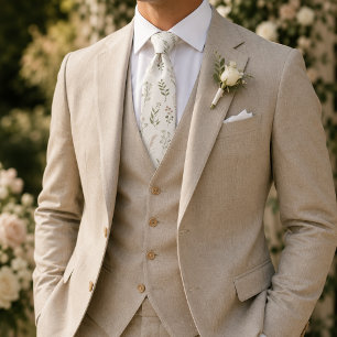 Gravata Ivory Wildflower Botânico