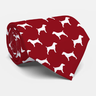 Gravata Jack Russell Terrier Silhouettes Padrão Red Tie