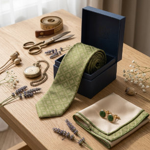 Gravata Jacquard Heritage Verde Musgo Vintage e Ch