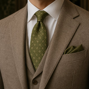 Gravata Jacquard Soft Olive Estate Luxo Dinheiro