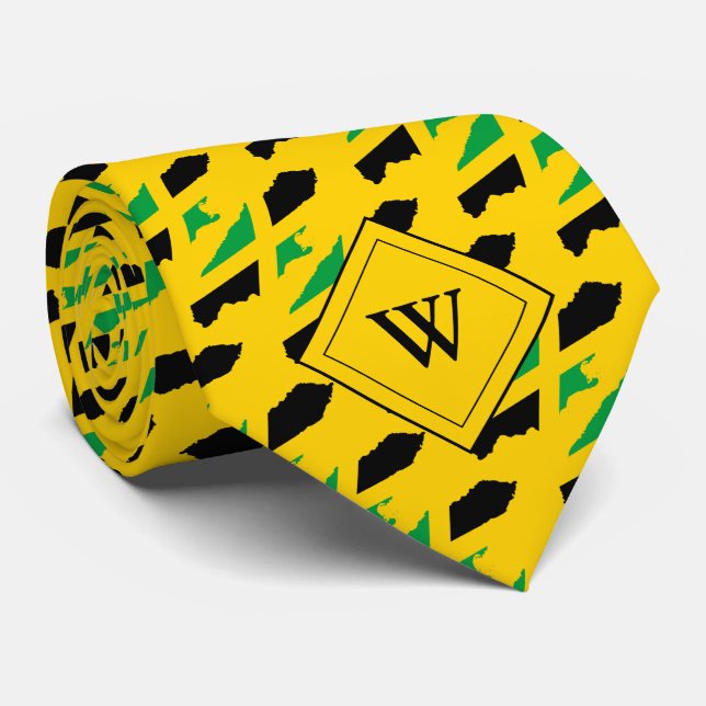 Gravata JAMAICA FLAG Christian Monograma Amarelo (Rolled)