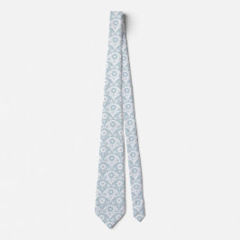 Gravata Japanese Floral Pattern in Soft Blue and White