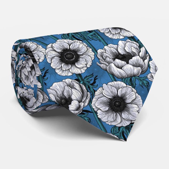 Gravata Jardim de anêmona branco (Rolled)