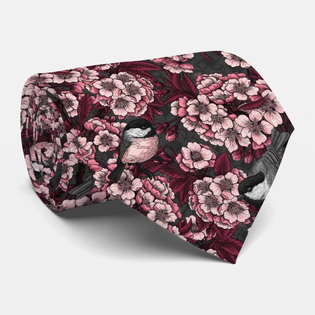 Gravata Jardim de cereja noturno (Rolled)