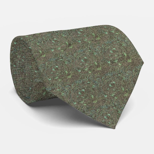 Gravata Jardim Esmeralda – Floral Texturizada (Rolled)