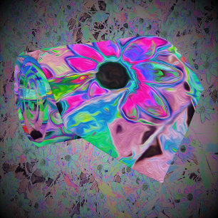 Gravata Jardim Roxo com Flores Aquamarinas Psicodélicas