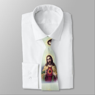 Gravata Jesus com coração de incandescência
