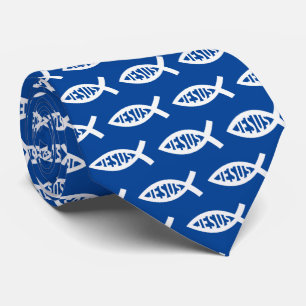 Gravata Jesus Fish Christian ichthys Símbolo Neck Tie