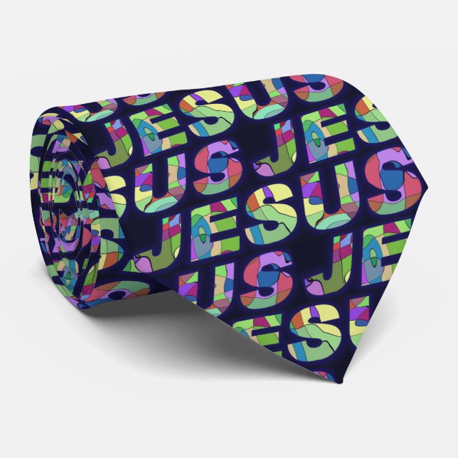 Gravata Jesus Sign In Multi Colour Tie (Rolled)