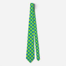 Gravata Jockey Silks Checkerboard Green and Blue Derby