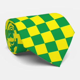 Gravata Jockey Silks Checkerboard Green e Yellow Derby