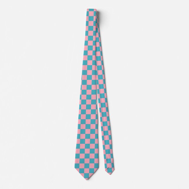 Gravata Jockey Silks Checkerboard Pink Aqua Derby (Frente)
