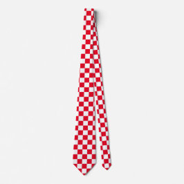 Gravata Jockey Silks Checkerboard Red and White Derby