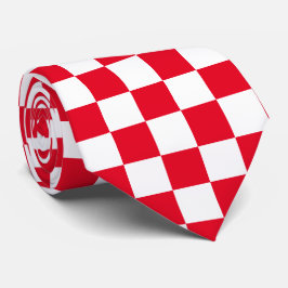 Gravata Jockey Silks Checkerboard Red and White Derby