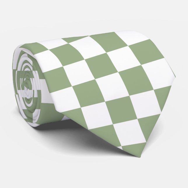 Gravata Jockey Silks Checkerboard Sage Green Derby (Rolled)