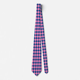 Gravata Jockey Silks Diamond French Blue e Pink Neck